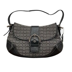 Vintage Coach Soho Signature Buckle Flap Shoulder Bag 6808 Signature Canvas